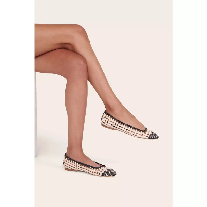 Staud Nell Crochet Ballerina Cream/Black