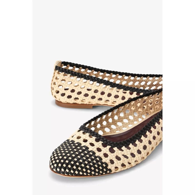 Staud Nell Crochet Ballerina Cream/Black