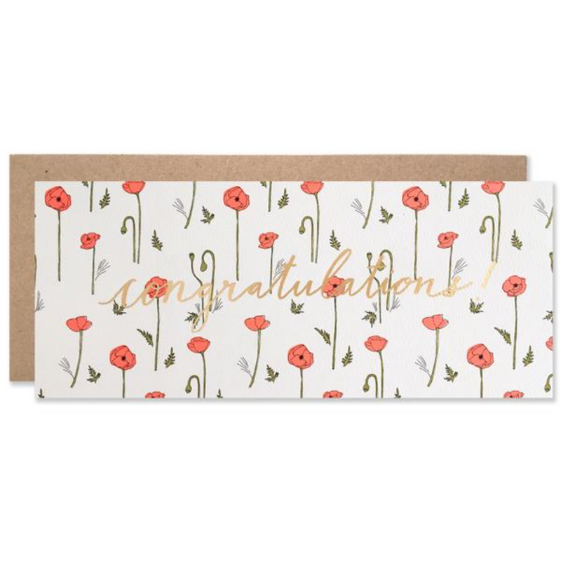 Hartland Brooklyn Congratulations Red Poppies with Copper Foil