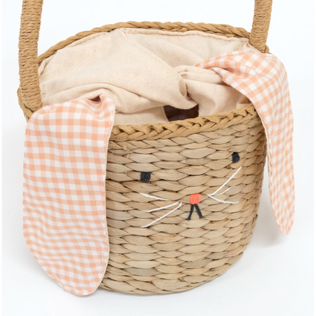 Meri Meri Gingham Bunny Straw Bag