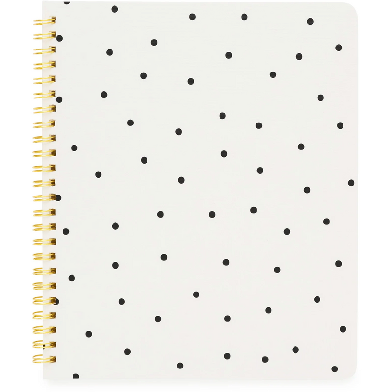 Sugar Paper Spiral Notebook, Cream + Black Scatter Dot