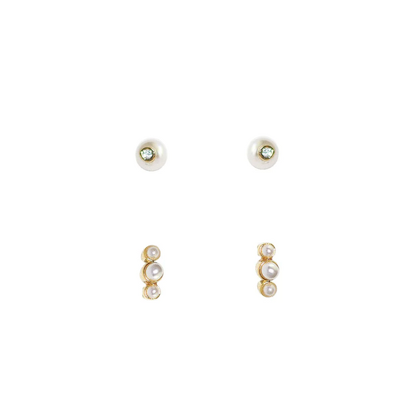 Tai Set of 2 earring- pearl post and pearl stud