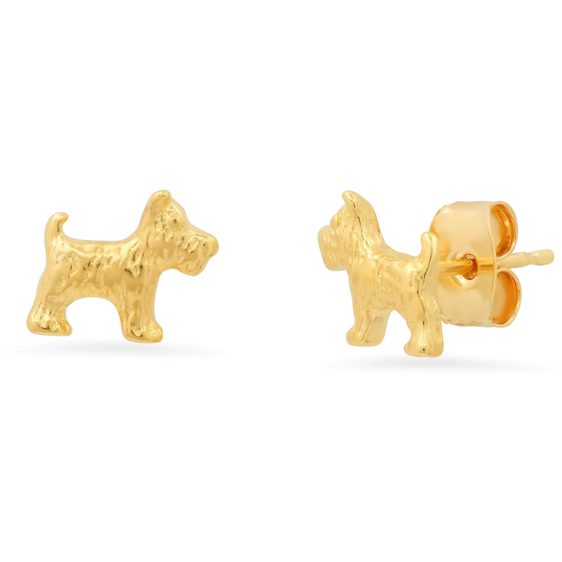 Tai Simple gold terrier dog post earrings
