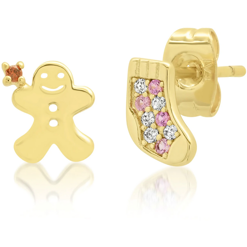 Tai Mix and match post earrings- Gingerbread and stocking