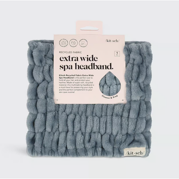 Kit.sch Recycled Fabric Extra Wide Spa Headband - Misty Blue