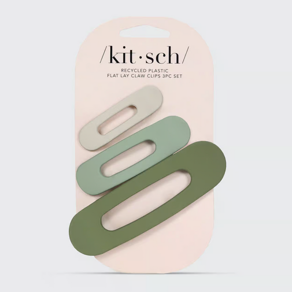 Kit.sch Recycled Plastic Matte Flat Lay Claw Clip Flat 3pc - Eucalyptus