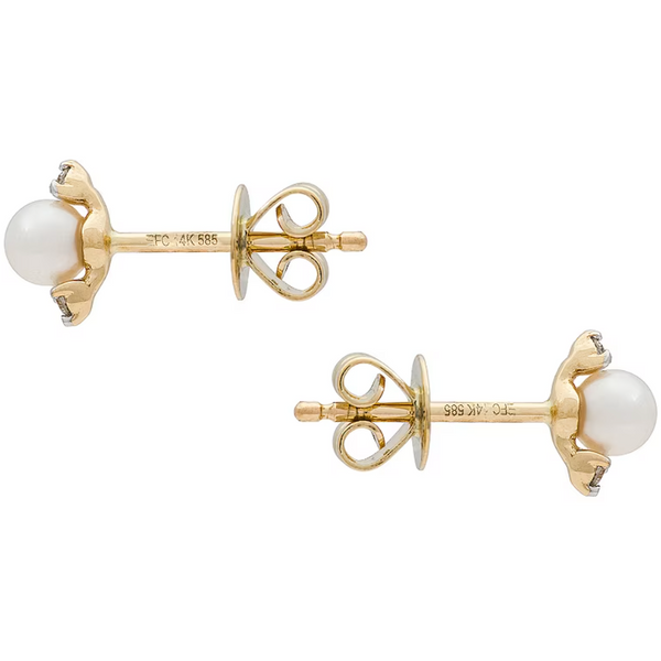 EF Collection Diamond and Pearl Stud Earring