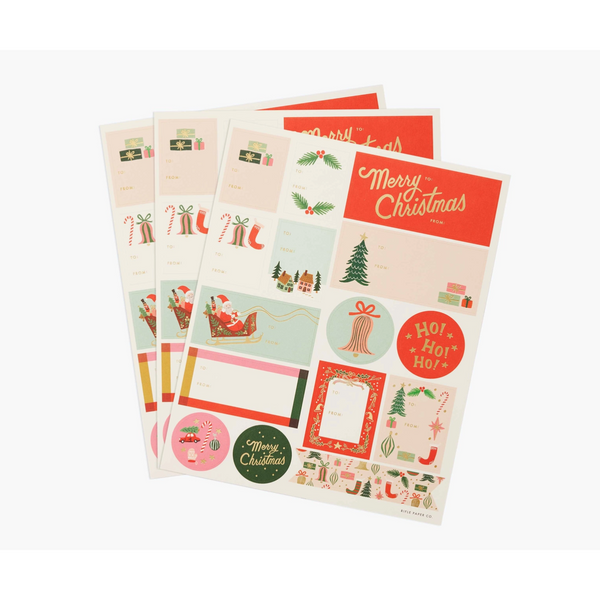 Rifle Paper Co. Pack of 3 Deck the Halls Stickers & Labels