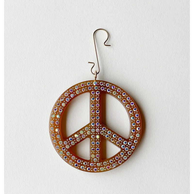 Machete 2.5" Peace Ornament with Crystals