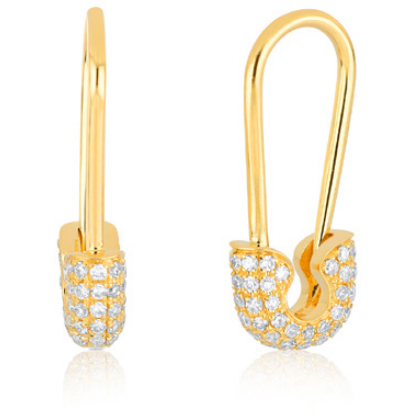 EF Collection Single Diamond Saftey Pin Earring