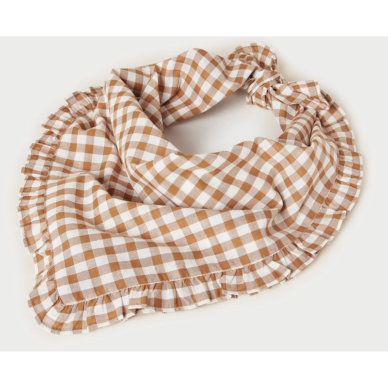 Loeffler Randall Palmer Bandana Ruffle Edge Brown Gingham