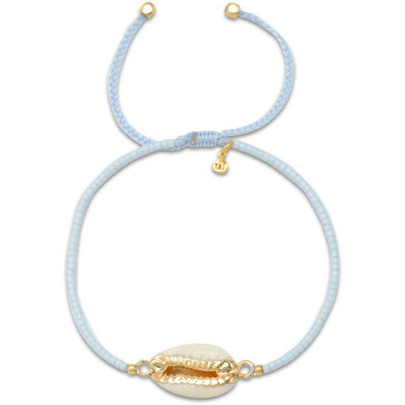 Tai Braided colored nylon with beads and gold white shell bracelet
