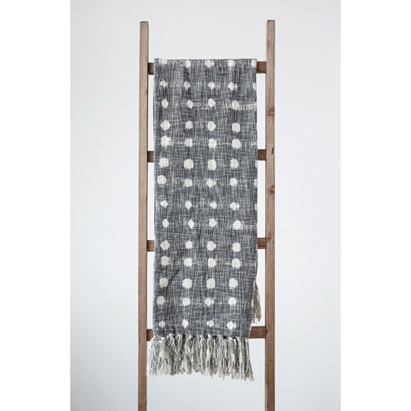 Slub Polka Dot Throw with Fringe