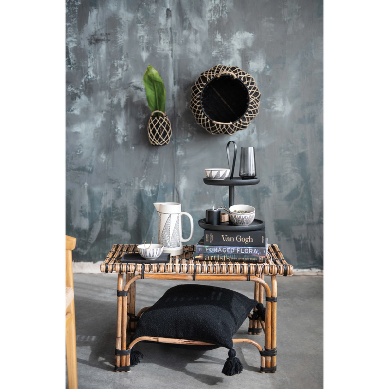 Mango Wood and Metal 2-Tier Tray with Handle
