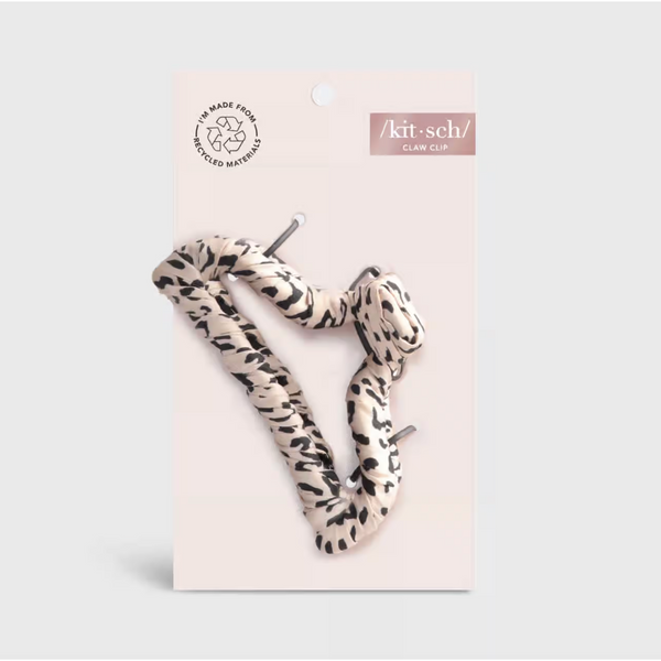 Kit.Sch Satin Wrapped Claw Clip - Leopard