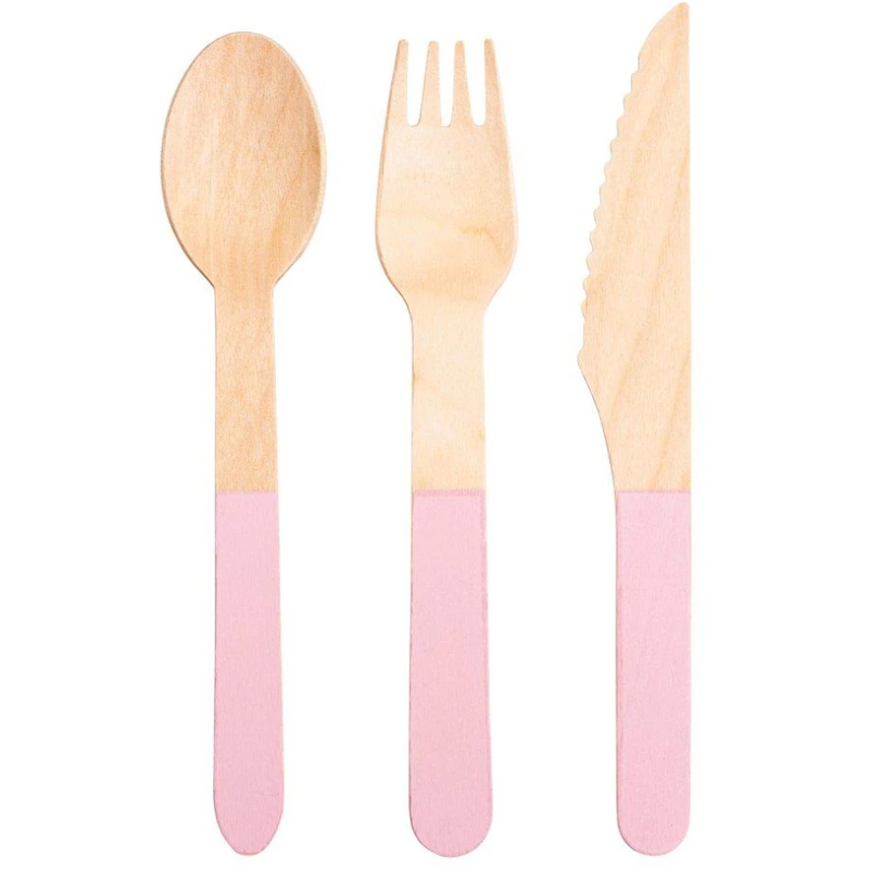 Meri Meri Pink Wooden Cutlery Set