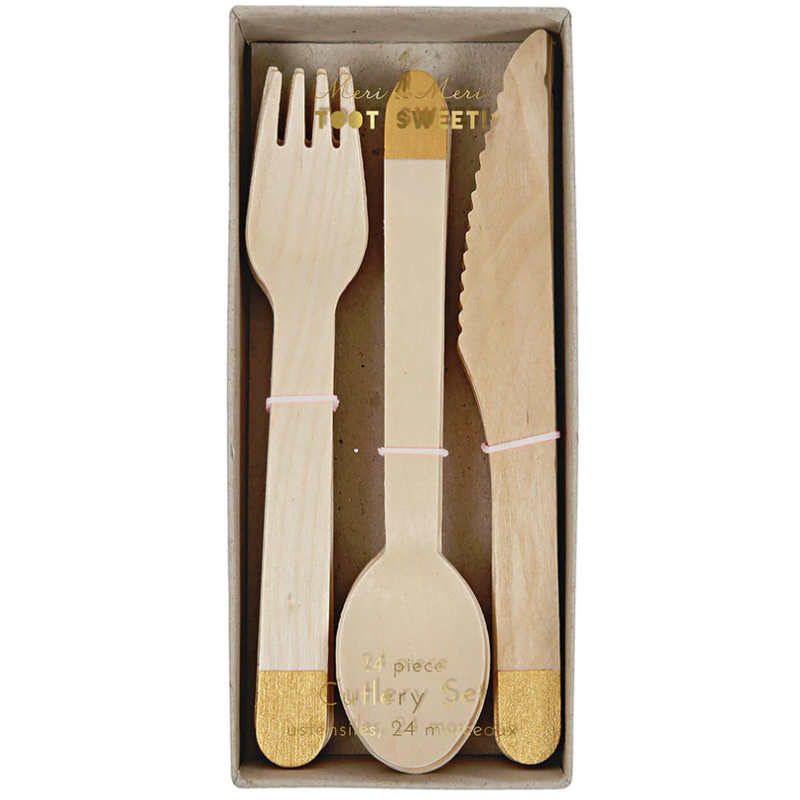 Meri Meri Gold Wooden Cutlery Set