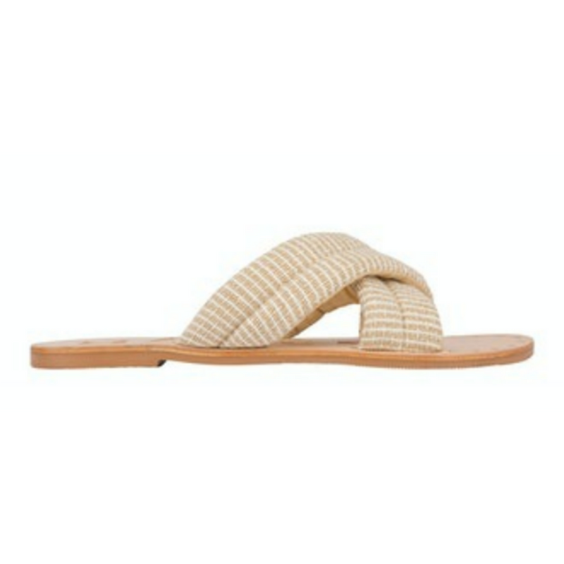 Manebi leather sandals beige x bands raw padded cotton; yucatán