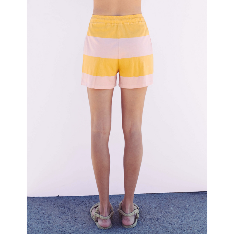 Sundry Rugby Stripe Shorts Blush/Yellow Flame