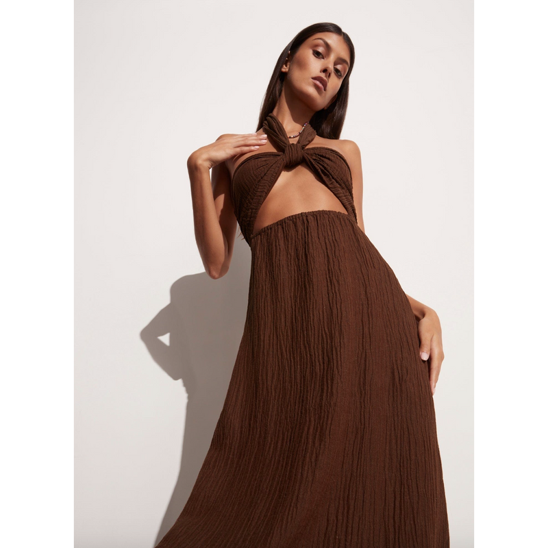 Faithfull The Brand Halona Maxi Dress Chocolate