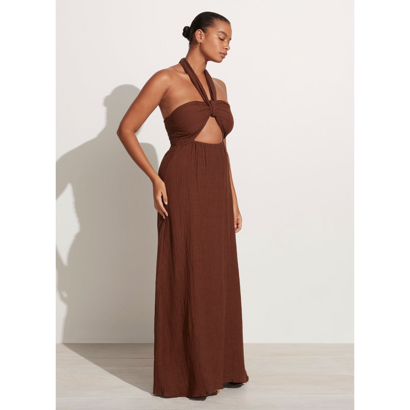 Faithfull The Brand Halona Maxi Dress Chocolate