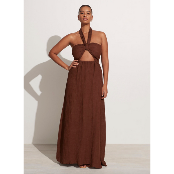 Faithfull The Brand Halona Maxi Dress Chocolate