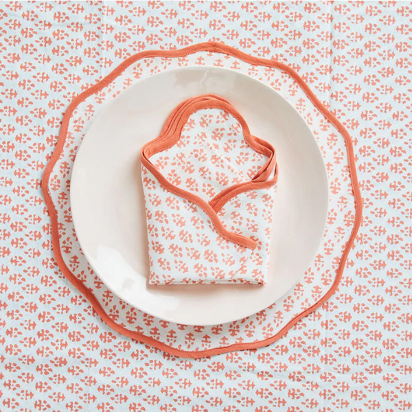 Amanda Lindroth Batik Napkins Coral, Set of 4