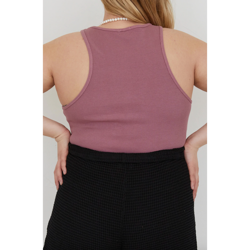 Donni Ribbed Tank Lychee