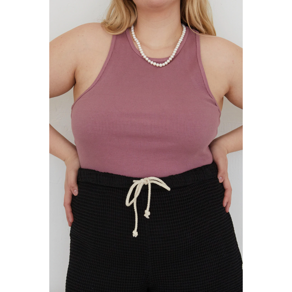 Donni Ribbed Tank Lychee