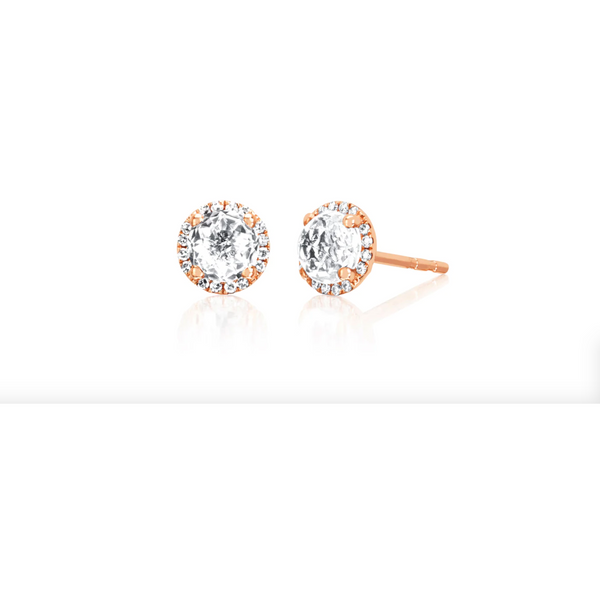 EF Collection Diamond White Topaz Stud Earring (PAIR)