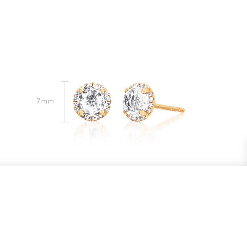 EF Collection Diamond White Topaz Stud Earring (PAIR)