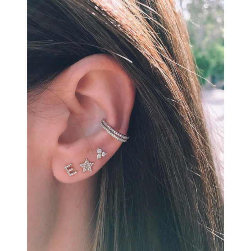 EF Collection Diamond Initial Stud Earring (SINGLE)