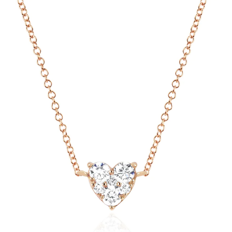 EF Collection Full Cut Diamond Heart Choker Necklace