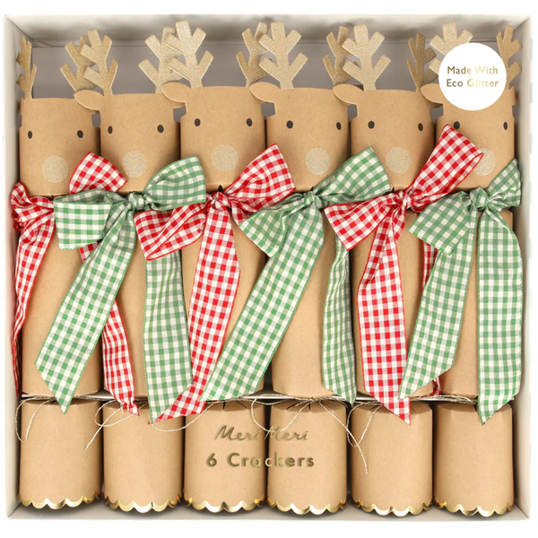 Meri Meri Gingham Bow Reindeer Crackers