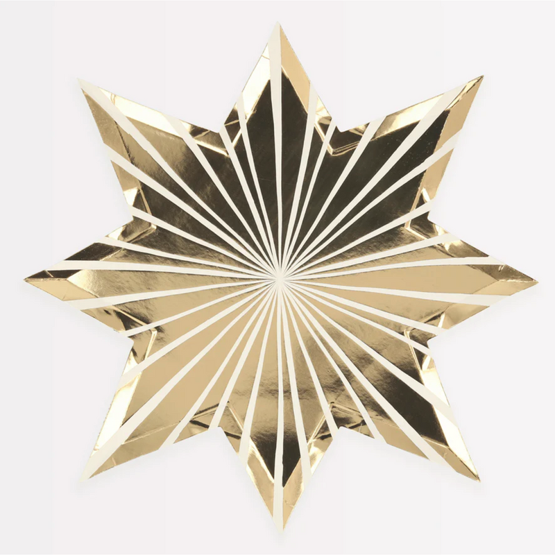 Meri Meri Gold Stripe Star Plates