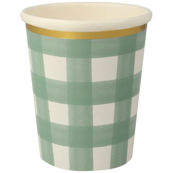 Meri Meri Green Gingham Cups