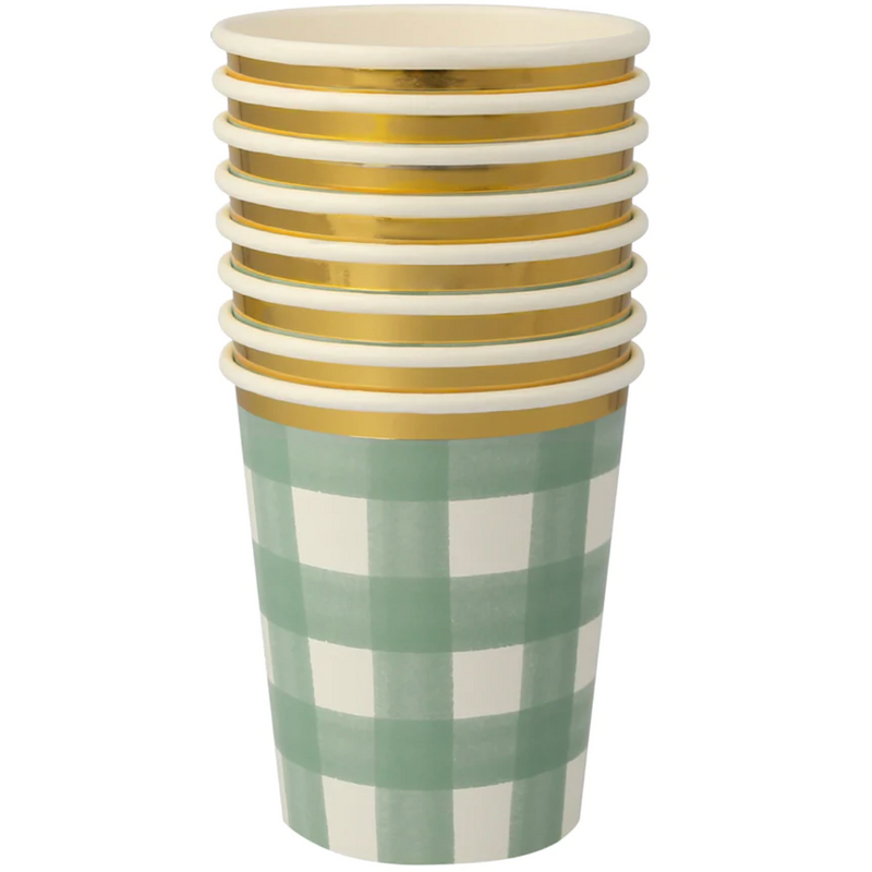 Meri Meri Green Gingham Cups