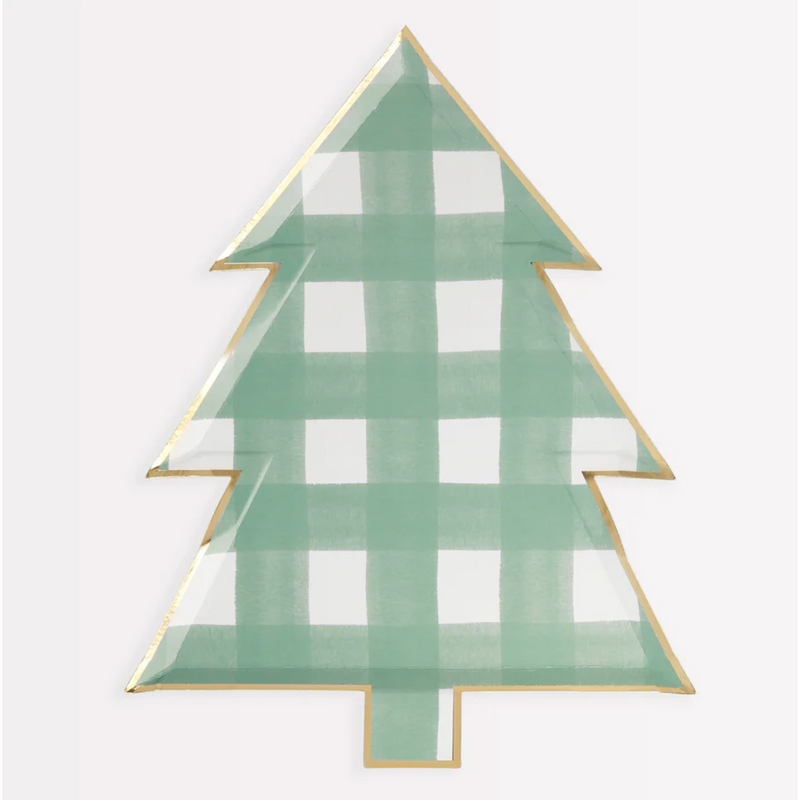 Meri Meri Green Gingham Tree Plates