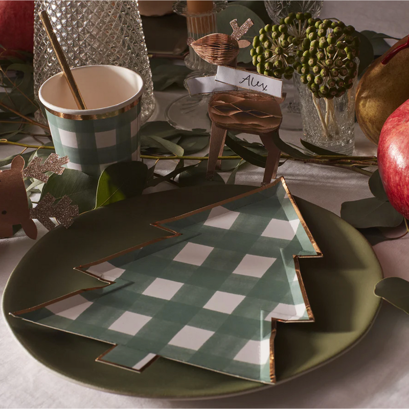 Meri Meri Green Gingham Tree Plates