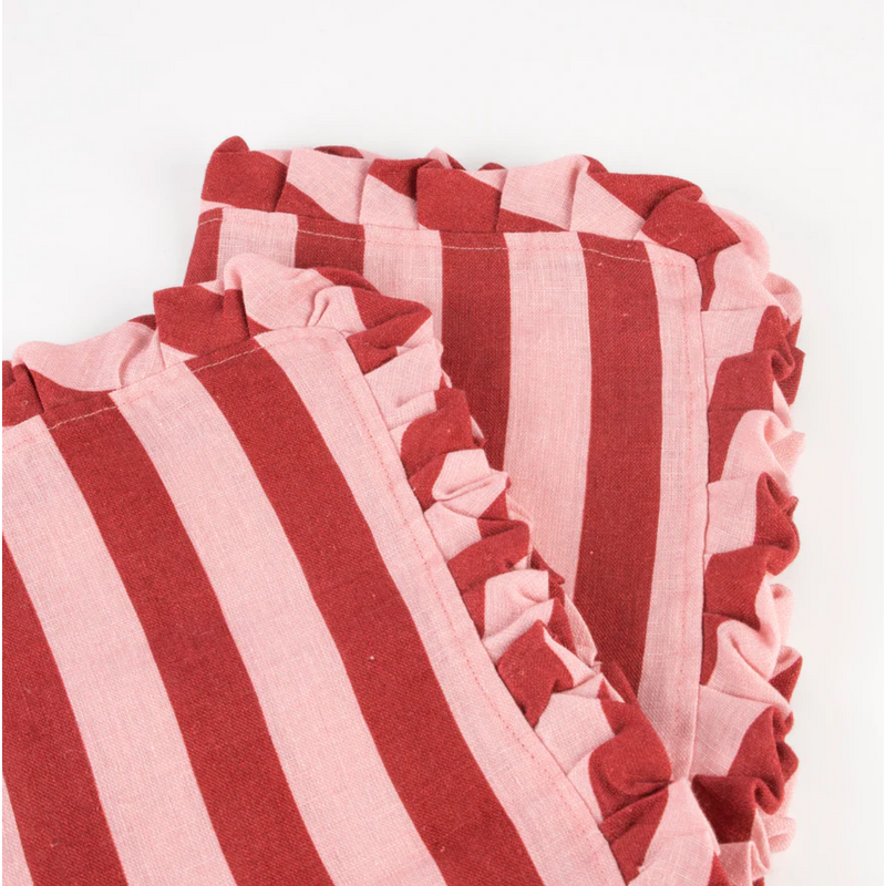 Meri Meri Red & Pink Stripe Ruffle Napkins