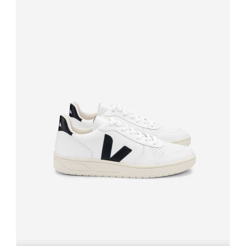 Veja Fair Trade V-10 Leather Extra-White Black