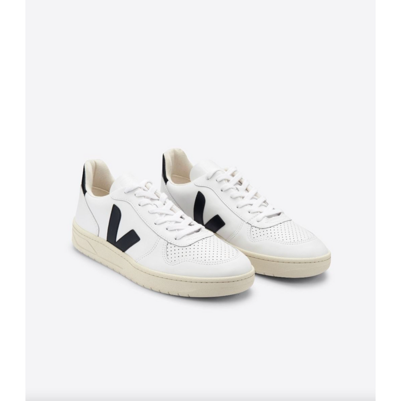 Veja Fair Trade V-10 Leather Extra-White Black