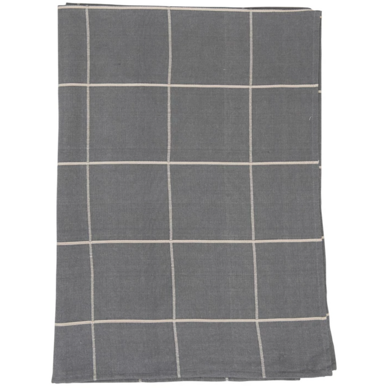 Woven Cotton Tablecloth with Grid Pattern