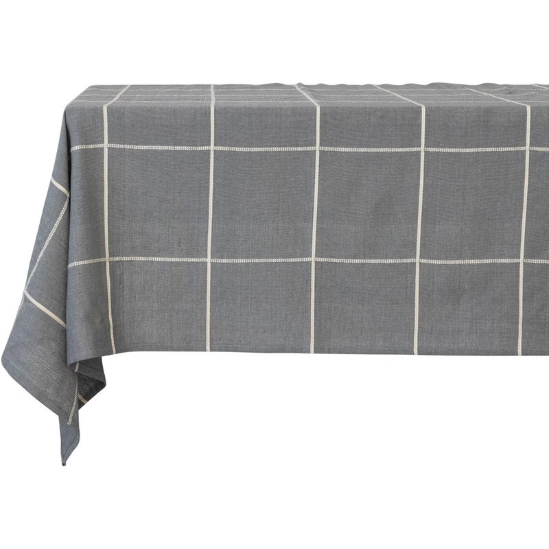 Woven Cotton Tablecloth with Grid Pattern