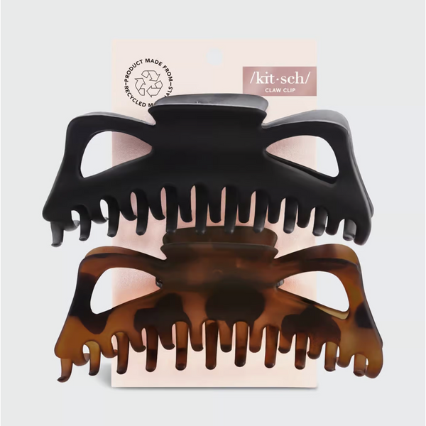Kit.Sch Eco-Friendly Large Claw Clip 2pc Set - Black & Tort