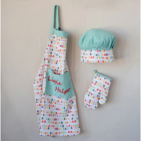 Child Apron with Chef Hat and Oven Mitt, Set of 3