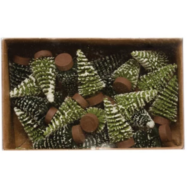 Flocked Mini Bottle Brush Tree, Boxed Set of 24