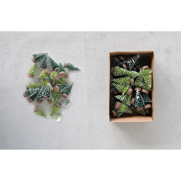 Flocked Mini Bottle Brush Tree, Boxed Set of 24