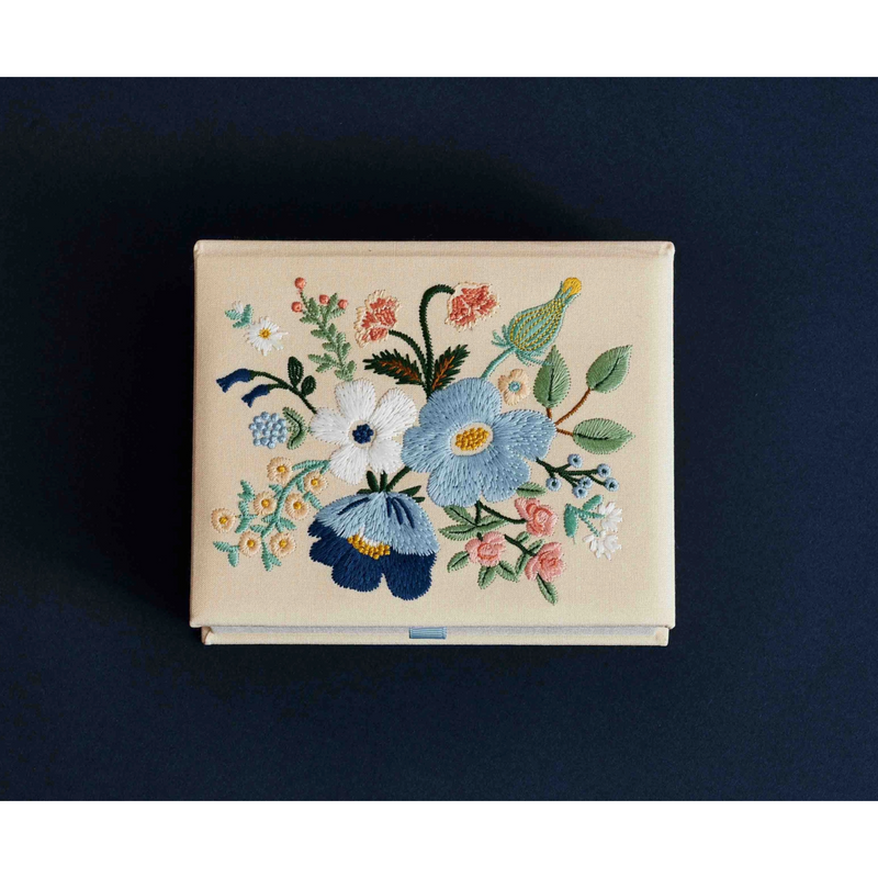 Rifle Paper Co. Garden Party Blue Medium Embroidered Keepsake Box