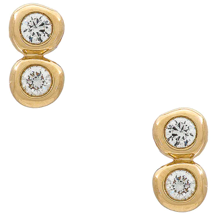 EF Collection Double Diamond Pillow Stud Earring